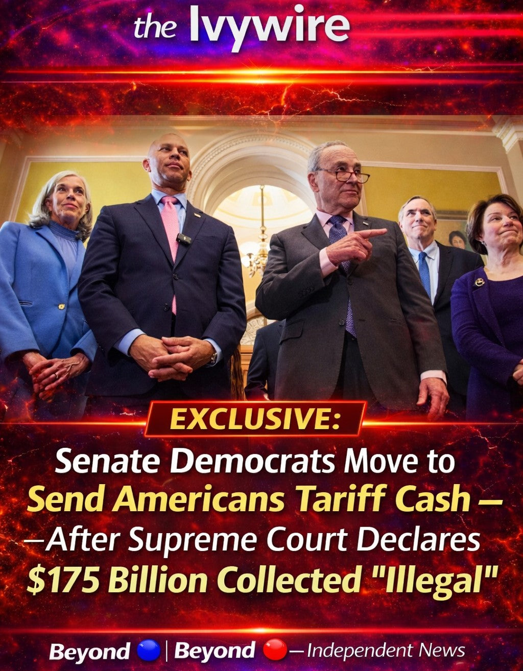 Senate Democrats Move to Send Americans Tariff Cash — After Supreme Court Declares $175 Billion Collected “Illegal”