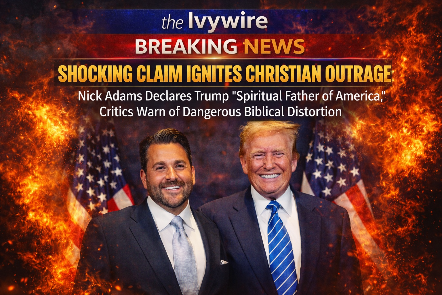 SHOCKING CLAIM IGNITES CHRISTIAN OUTRAGE: Nick Adams Declares Trump “Spiritual Father of America,” Critics Warn of Dangerous Biblical Distortion